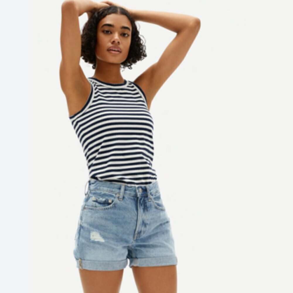 Everlane The Denim Distressed High Rise Short